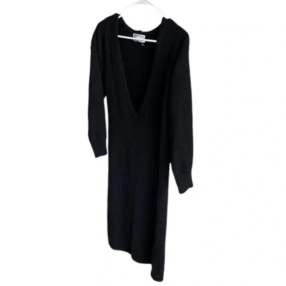 ZORAN 100% Cashmere Black MIDI Deep V-Neck Luxury Dress Size Medium - Picture 7 of 9